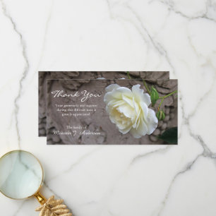White rose photo floral sympathy thank you card