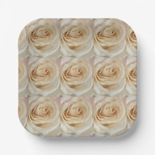 White Rose Photo Paper Plates