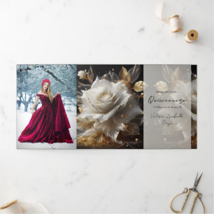 White Rose Photo Quinceanera Party Invitation