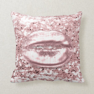White Rose Pink Glitter Kiss Lips Makeup Spark Cushion
