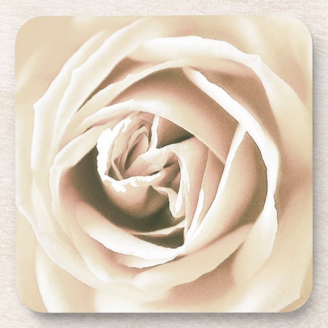 White rose print coaster (Front)