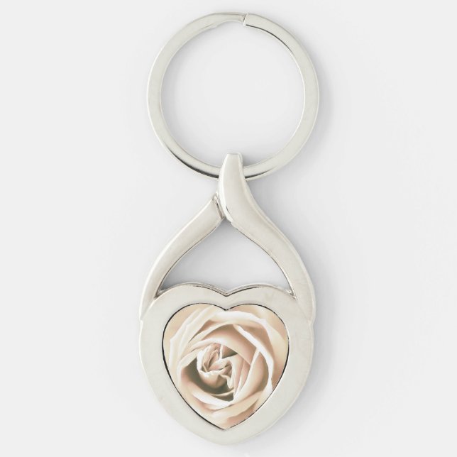White rose print key ring (Front)