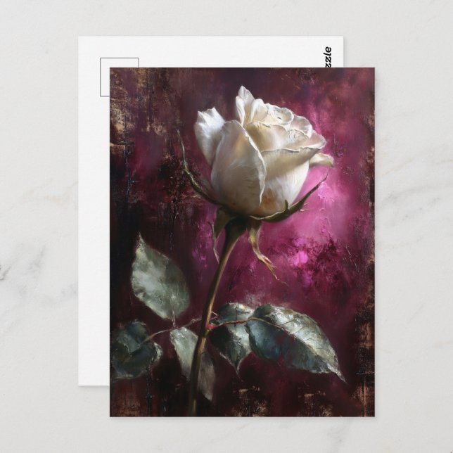 White Rose Purple Backdrop Postcard (Front/Back)