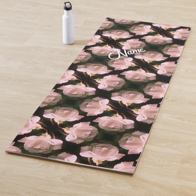 White Rose Raindrops Abstract Personalised    Yoga Mat (In Situ)