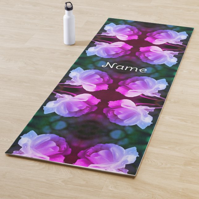White Rose Raindrops Abstract Tinted Personalised Yoga Mat (In Situ)