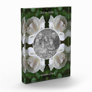 White Rose Raindrops Frame Create Your Own Photo Block