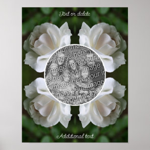 White Rose Raindrops Frame Create Your Own Photo  Poster
