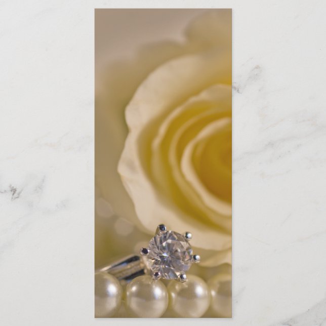 White Rose, Ring and Pearls Wedding Program Programme (Front)