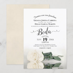 White Rose Romantic Spanish Language Boda Wedding Invitation