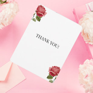 White Rose Romantic Wedding Thank You Card