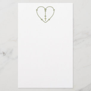 White rose Rosary Stationery