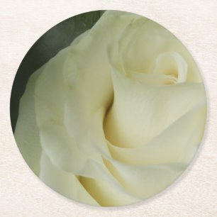 White Rose Round Paper Coaster