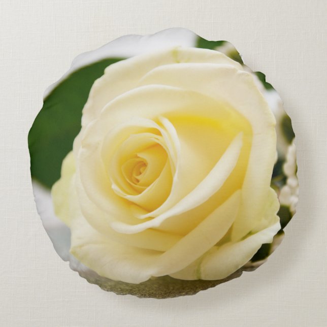 White Rose Round Pillow (Back)