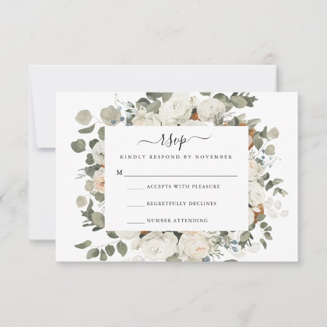 White Rose RSVP Card  (Front)