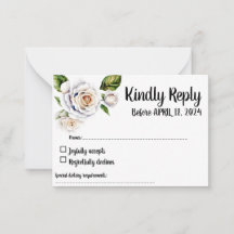 White Rose RSVP Card, Reply Card