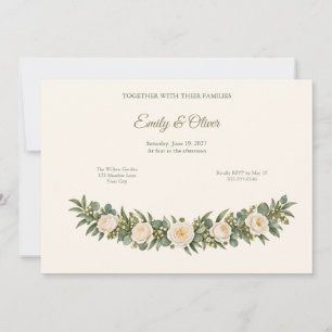 White Rose Sage Garland Wedding Invitation