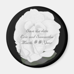 White rose, Save the date wedding magnets