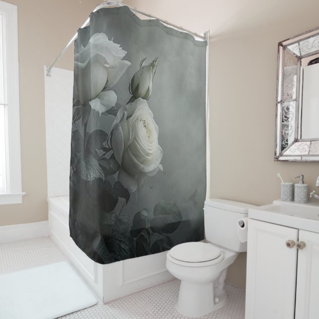 White Rose Shower Curtain (In Situ)