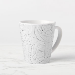 White Rose Sketch Latte Mug
