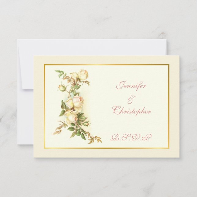 White Rose spray wedding RSVP (Front)