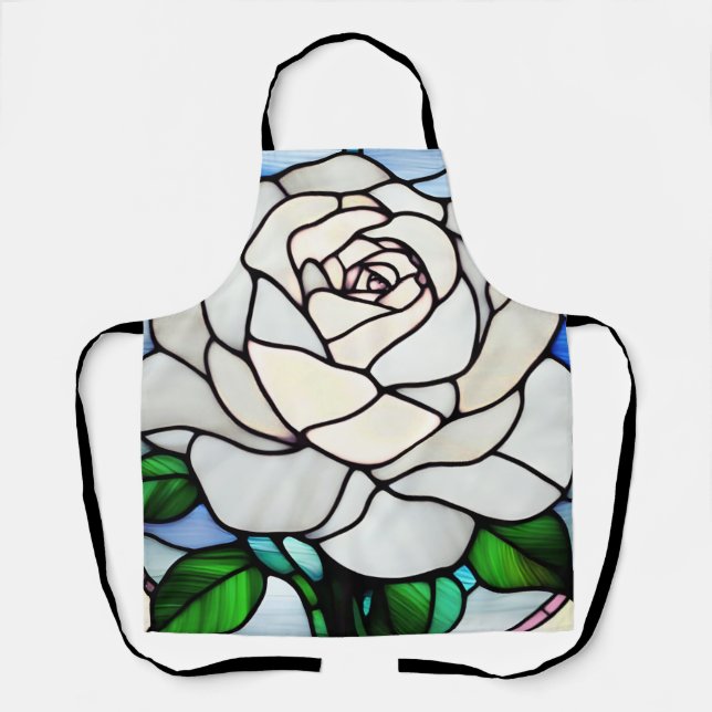 White Rose Stained Glass Apron (Front)