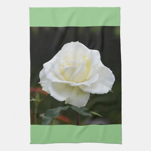 White rose tea towel (Vertical)