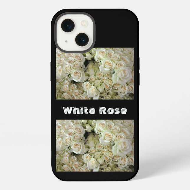 White Rose Text Image Printed Stylish Electronics iPhone Case (Back)