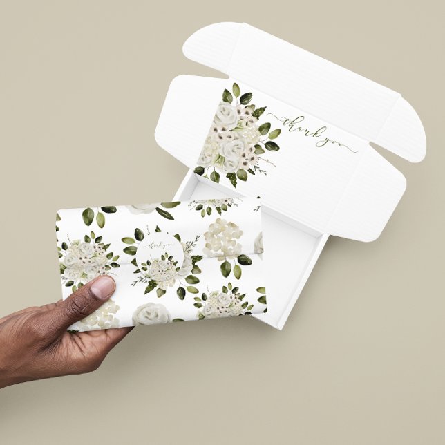 White Rose Tissue Paper  (Celebrate someone special with this watercolor floral tissue paper! Matching collection available! )