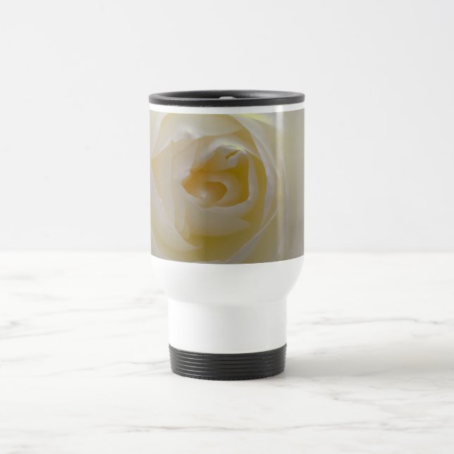 White Rose Travel Mug Cup Beautiful Rose Decor (Center)