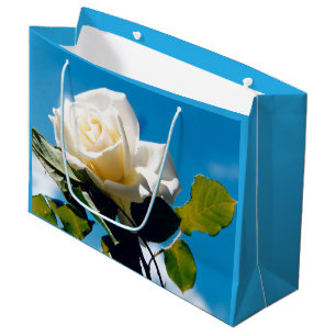 White rose under blue sky large gift bag