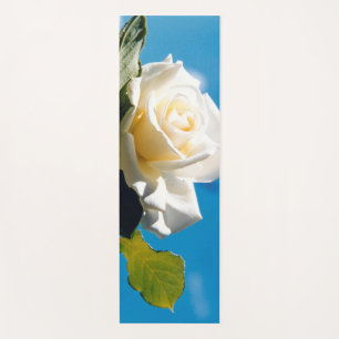 White rose under blue sky  yoga mat