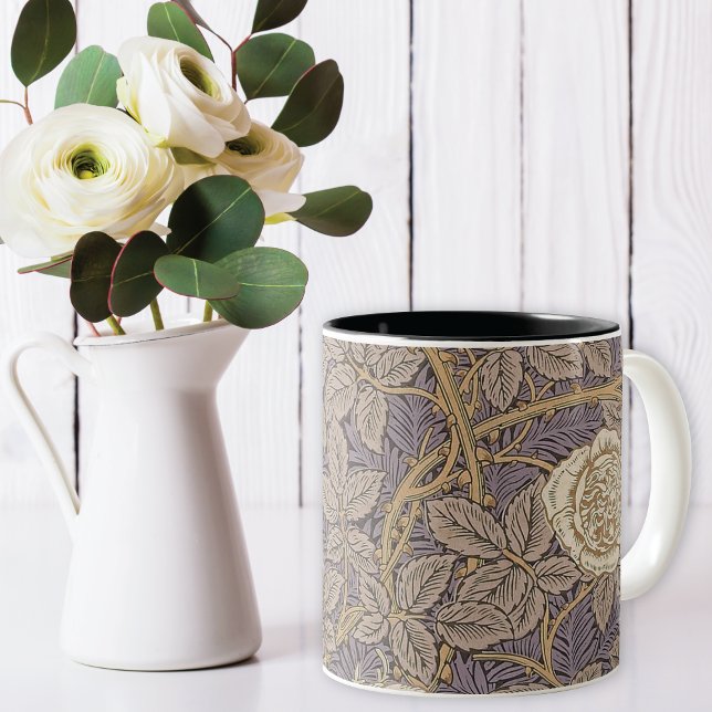 White Rose Vines William Morris Two-Tone Coffee Mu Mug (Creator Uploaded)