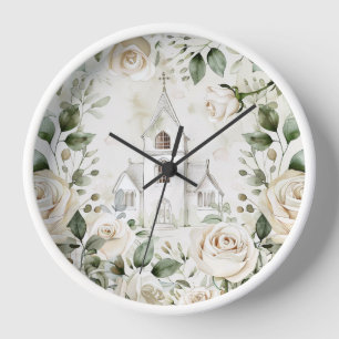 White Rose Wall Clock