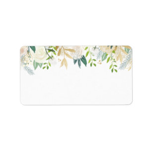 White Rose Watercolor   Blank Address Label