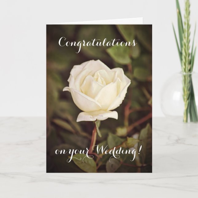 White Rose Wedding Congratulations Card (Front)