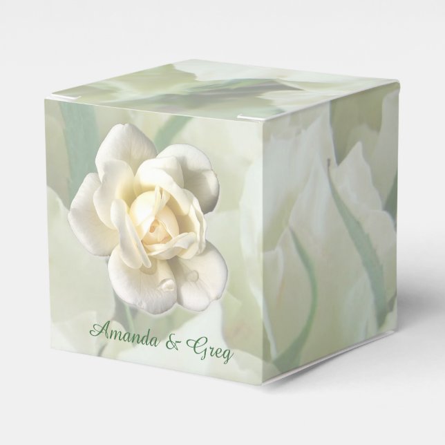 White Rose Wedding Favour Boxes Custom (Front Side)