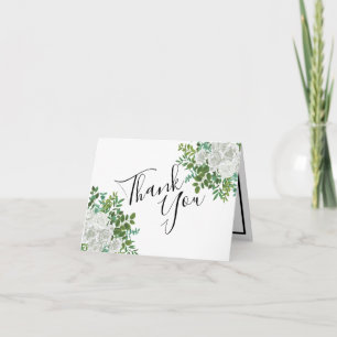 White Rose Wedding Floral Classic Thank You Card