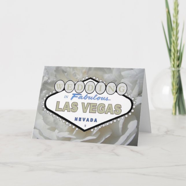 White Rose WEDDING in Fabulous Las Vegas Announcem Announcement (Front)