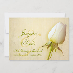 White rose wedding large landscape invitation