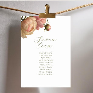White Rose Wedding Table Number Seating Card