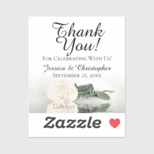 White Rose Wedding Thank You Mini Bottle Label