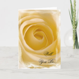 White Rose Will You Be My Bridesmaid Invitation