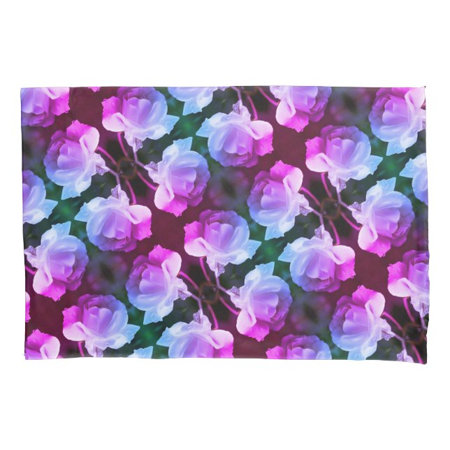 White Rose With Raindrops Abstract Floral Art Pillowcase (Front)