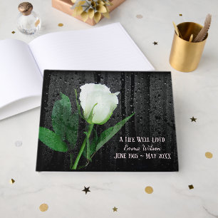 White Rose With Raindrops Guest Book