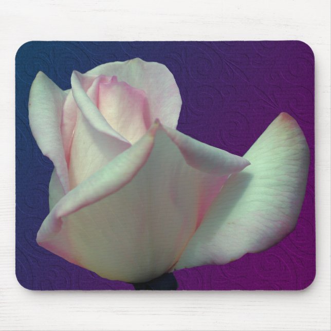 White Rosebud Flower  Mouse Mat (Front)