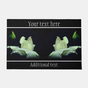 White Rosebud Flower Pesonalized Doormat