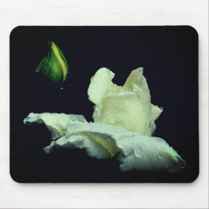 White Rosebud Flower Photography  Mouse Mat