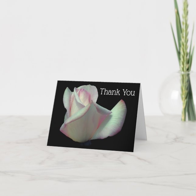 White Rosebud Flower Thank You Card (Front)