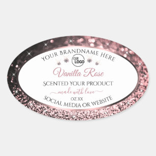White Rosegold Glitter Product Label Logo Diamonds