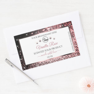 White Rosegold Glitter Product Label Logo Diamonds